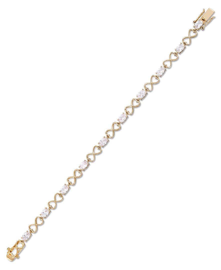 Yellow Gold Tone_CT. T.W. Simulated Diamond Double Hearts Tennis Bracelet , 7.5"_I_Heart_1