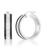 Load image into Gallery viewer, Platinum over Sterling Silver_Bold Black and White Glitter Hoop Earrings_I_Heart_1