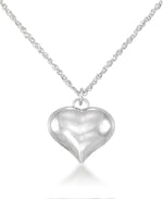 Load image into Gallery viewer, Platinum over Sterling Silver_Bold Puffy Heart Pendant, 18"_I_Heart_1