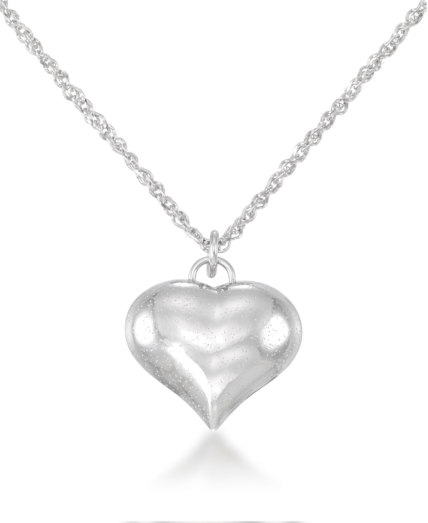 Platinum over Sterling Silver_Bold Puffy Heart Pendant, 18"_I_Heart_1