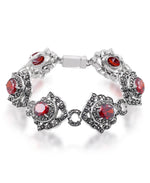 Load image into Gallery viewer, Sterling Silver_Tori Hill® Genuine Marcasite Victorian Drop Earrings with Brilliant Simulated Rubies_I_Heart_1