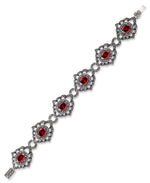 Load image into Gallery viewer, Sterling Silver_Tori Hill® Genuine Marcasite Victorian Drop Earrings with Brilliant Simulated Rubies_I_Heart_1