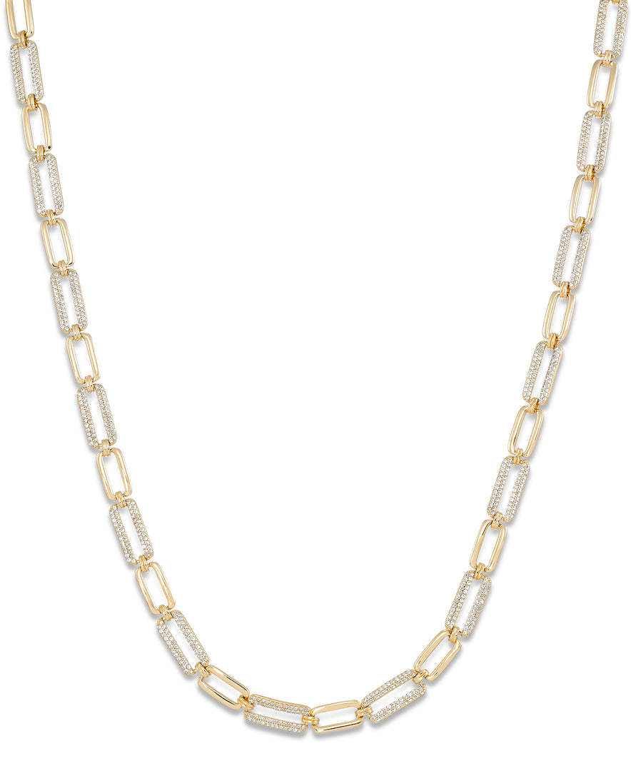 14K Yellow Gold over Sterling Silver_CT.T.W. Simulated Diamond Paper Clip Necklace_I_Heart_1