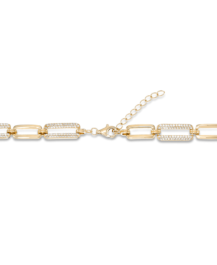 14K Yellow Gold over Sterling Silver_CT.T.W. Simulated Diamond Paper Clip Necklace_I_Heart_1