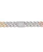 Load image into Gallery viewer, Tri-Color Gold Tone_70 CT. T.W. Simulated Diamond Baguette Frosted Curb Link Necklace in Tri Color Gold Tone_I_Heart_1