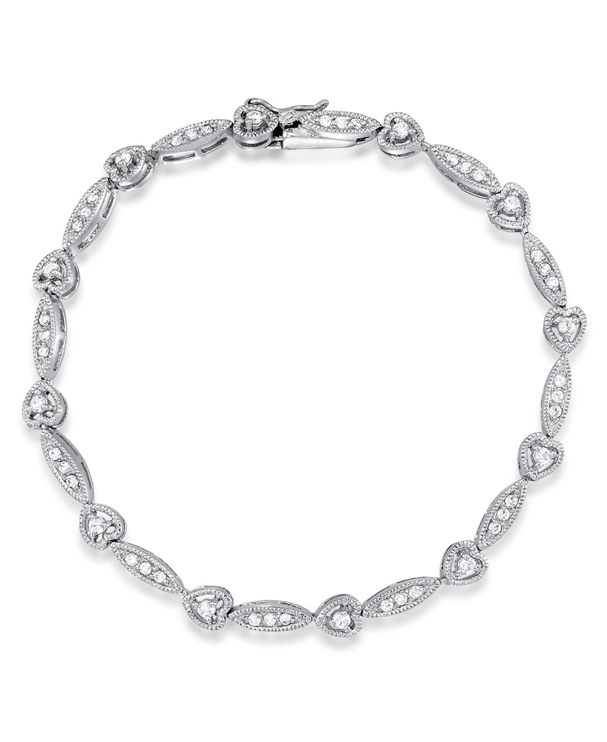 Platinum Tone_CT. T.W. Simulated Diamond I Hearts Tennis Bracelet , 7.5"_I_Heart_1