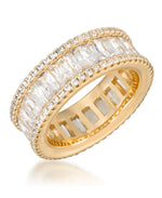 Load image into Gallery viewer, Yellow Gold Tone_3 1/2 CT. T.W. Simulated Diamond Multi Emerald Cut and Pave Band Ring_I_Heart_1