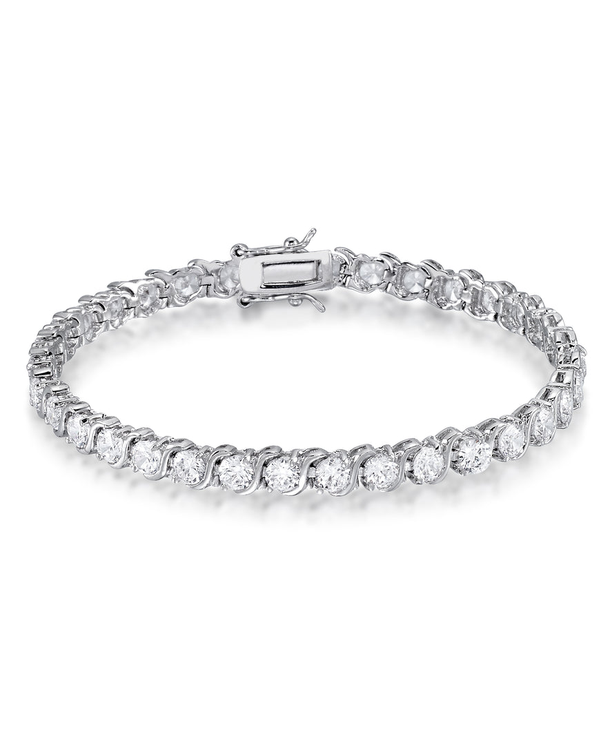 Platinum Tone_CT. T.W. Simulated Diamond "S" Tennis Bracelet , 7.5"_I_Heart_1