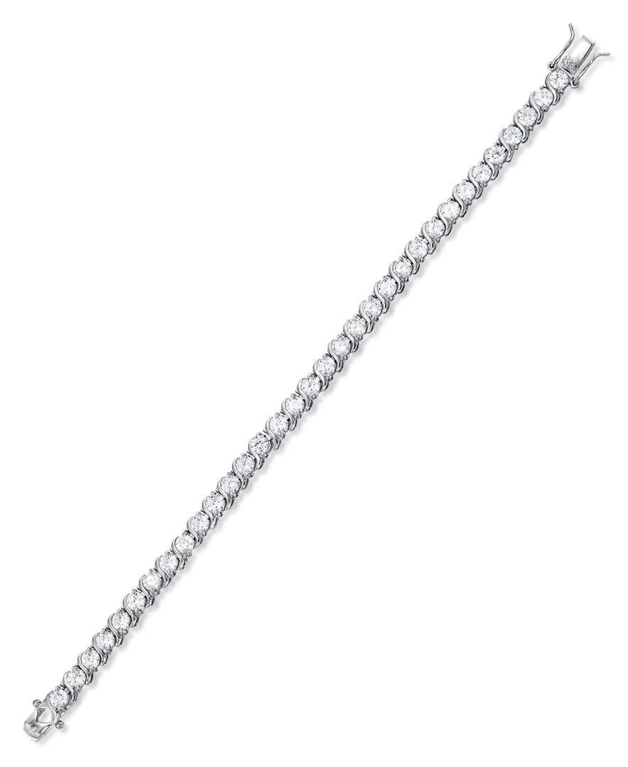 Platinum Tone_CT. T.W. Simulated Diamond "S" Tennis Bracelet , 7.5"_I_Heart_1