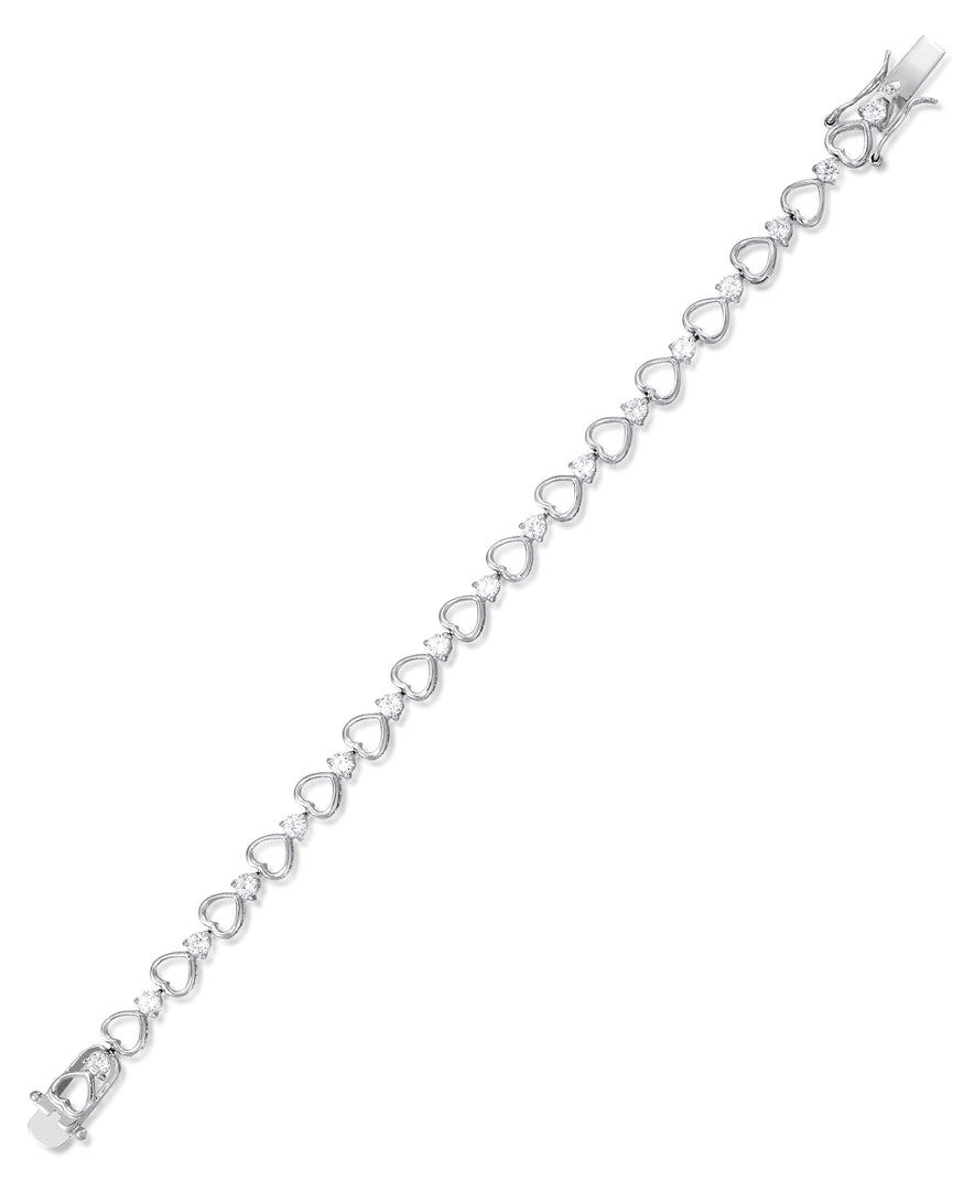 Platinum Tone_CT. T.W. Simulated Diamond Solitaires and Hearts Tennis Bracelet , 7.5"_I_Heart_1