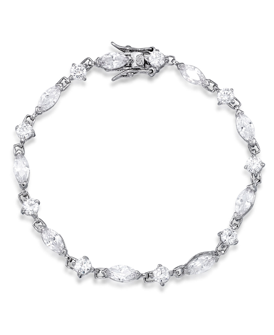 Platinum Tone_CT. T.W. Simulated Diamond Solitaires and Marquise Tennis Bracelet , 7.5"_I_Heart_1