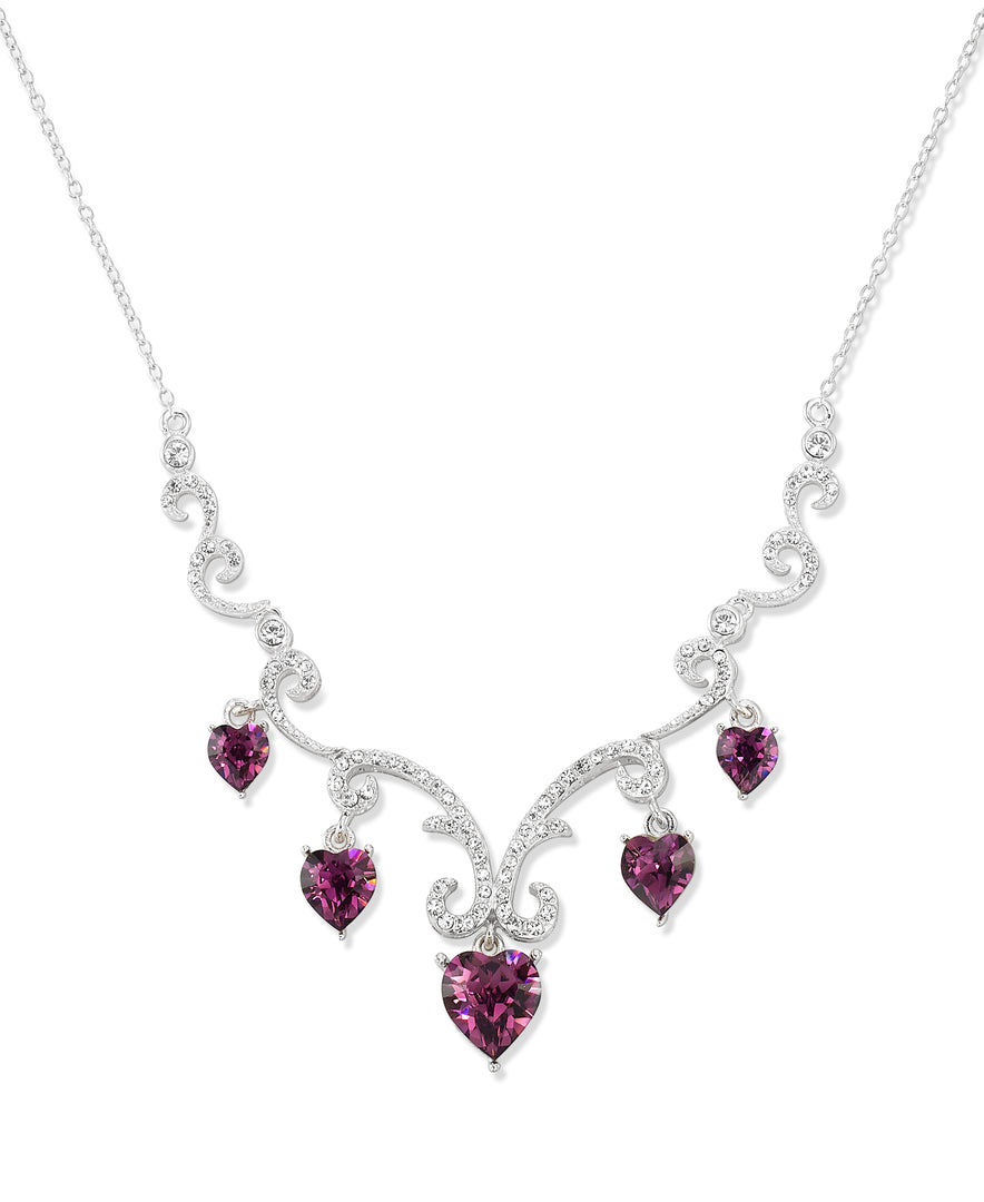 Amethyst_CT. T.W. Simulated Diamond and Amethyst Multi Heart Chandelier Necklace_I_Heart_1