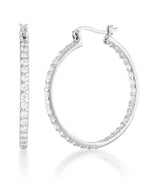 Load image into Gallery viewer, Platinum over Sterling Silver_1/3 CT. T.W. Simulated Diamond Round Hoop Earrings_I_Heart_1