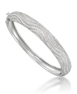 Load image into Gallery viewer, Platinum over Sterling Silver_1 1/8 CT. T.W. Simulated Diamond Waves Bangle Bracelet_I_Heart_2