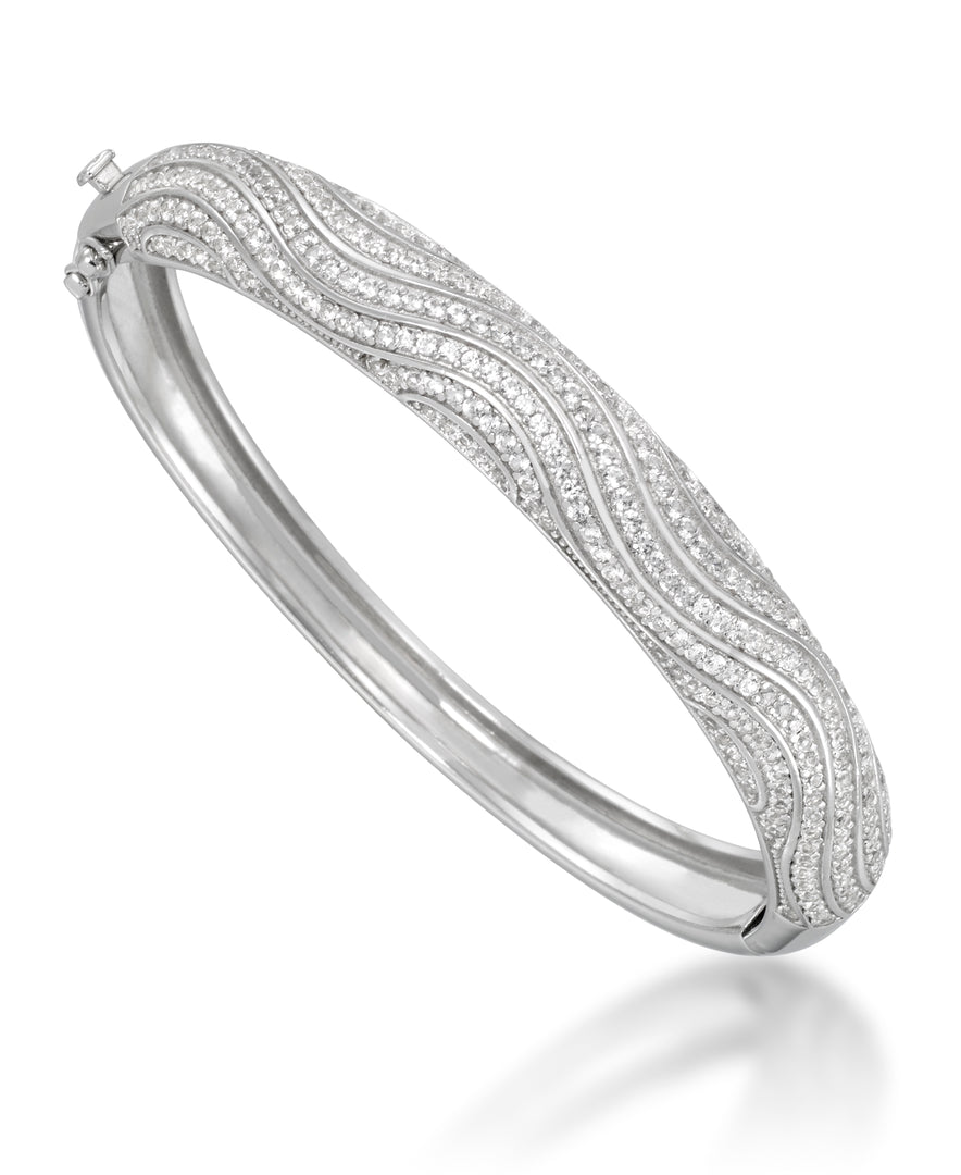 Platinum over Sterling Silver_1 1/8 CT. T.W. Simulated Diamond Waves Bangle Bracelet_I_Heart_2