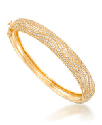 Load image into Gallery viewer, 14K Yellow Gold over Sterling Silver_1 1/8 CT. T.W. Simulated Diamond Waves Bangle Bracelet_I_Heart_1