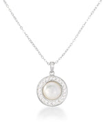 Load image into Gallery viewer, Platinum over Sterling Silver_1/3 CT. T.W. Simulated Diamond and Mother of Pearl Earrings and Pendant Set, 18"_I_Heart_1