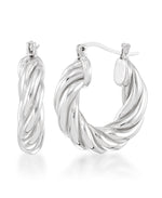 Load image into Gallery viewer, Platinum over Sterling Silver_Chunky Twist Huggie Hoop Earrings_I_Heart_1