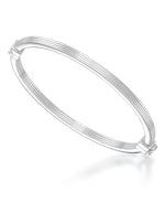 Load image into Gallery viewer, Platinum over Sterling Silver_Classic Ribbed Bangle Bracelet_I_Heart_1
