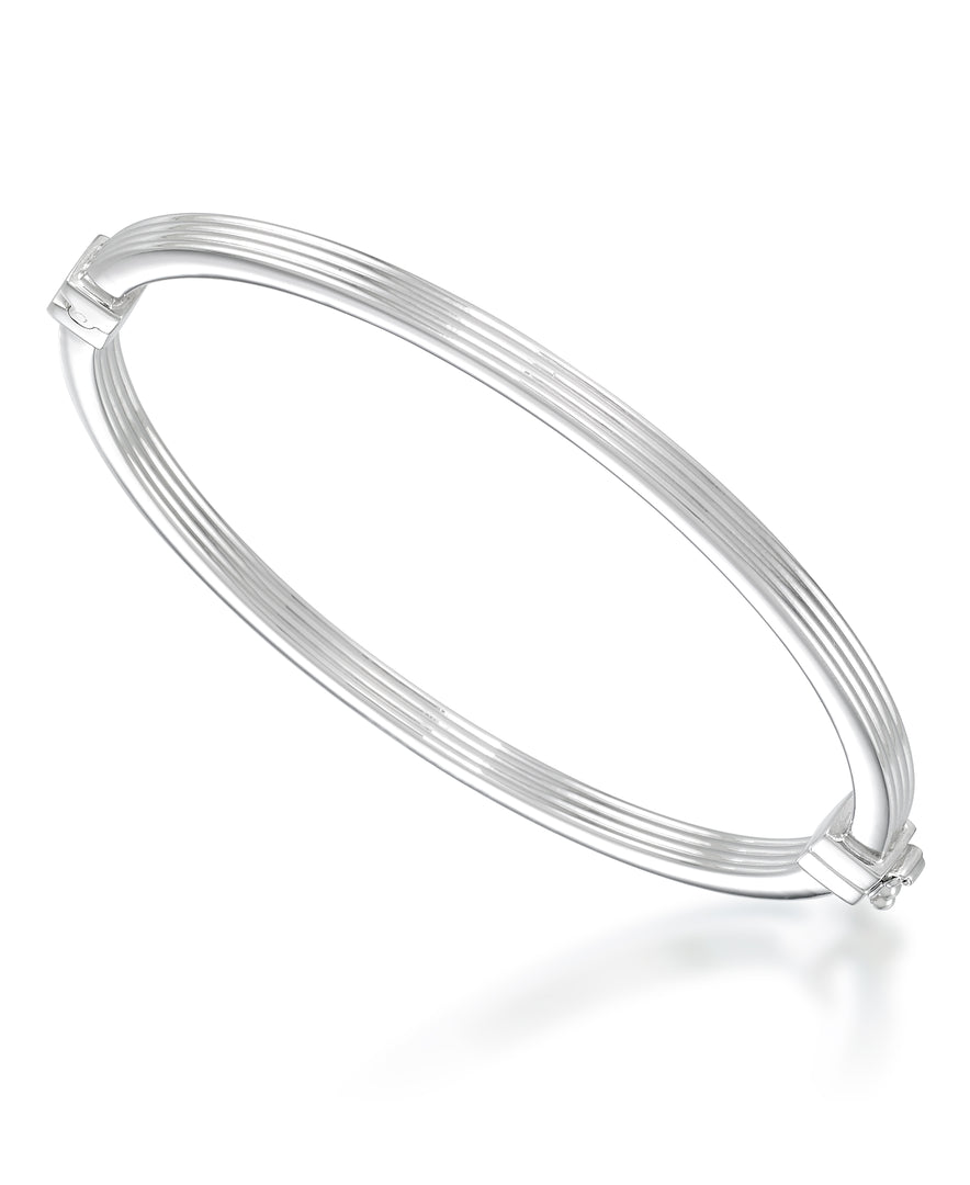 Platinum over Sterling Silver_Classic Ribbed Bangle Bracelet_I_Heart_1