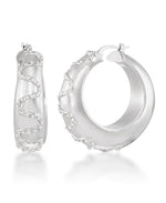 Load image into Gallery viewer, Platinum over Sterling Silver_Diamond Accent Bold Graduated Hoop Earrings_I_Heart_1