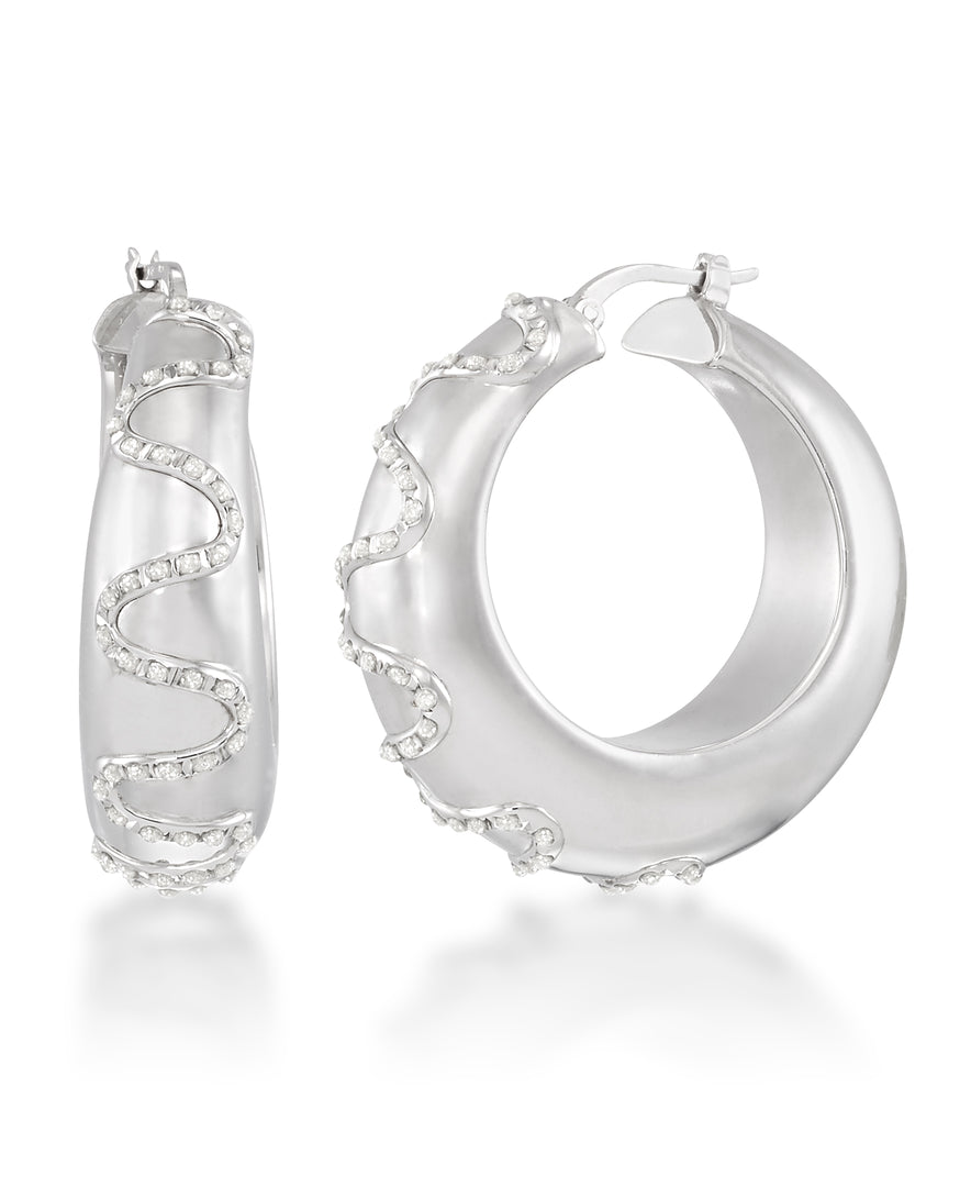 Platinum over Sterling Silver_Diamond Accent Bold Graduated Hoop Earrings_I_Heart_1