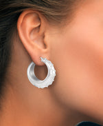 Load image into Gallery viewer, Platinum over Sterling Silver_Diamond Accent Bold Graduated Hoop Earrings_I_Heart_1
