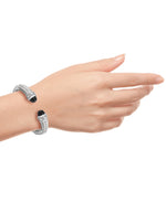 Load image into Gallery viewer, Platinum over Sterling Silver_Diamond Accent Sculpted Bracelet with Black Enamel Cabachons_I_Heart_1