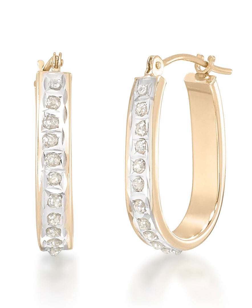 Yellow Gold_Diamond Fascination® 14K Gold Diamond Accent Bold Pear Shape Hoop Earrings - iHeart Jewels_I_Heart_1