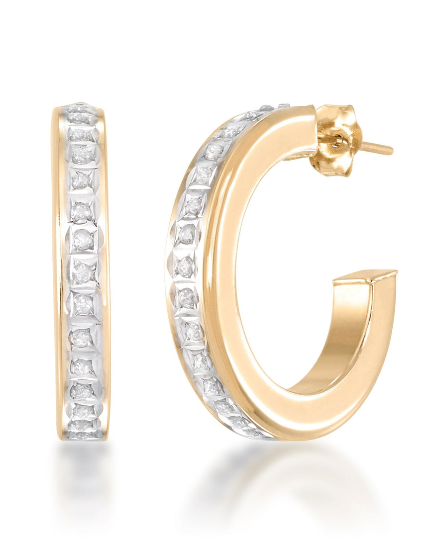 Yellow Gold_Diamond Fascination® 14K Gold Diamond Accent Bold Square Demi Hoop Earrings - iHeart Jewels_I_HEART_1