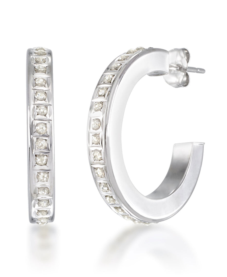White Gold_Diamond Fascination® 14K Gold Diamond Accent Bold Square Demi Hoop Earrings - iHeart Jewels_I_HEART_2