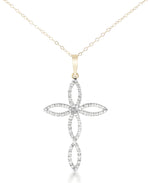 Load image into Gallery viewer, Yellow Gold_Yellow Gold_Diamond Fascination® 14K Gold Diamond Accent Cross Pendant with 18" Chain - iHeart Jewels_I_HEART_1