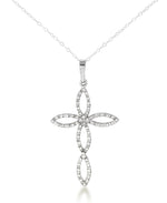 Load image into Gallery viewer, White Gold_Diamond Fascination® 14K Gold Diamond Accent Cross Pendant with 18" Chain - iHeart Jewels_I_HEART_2