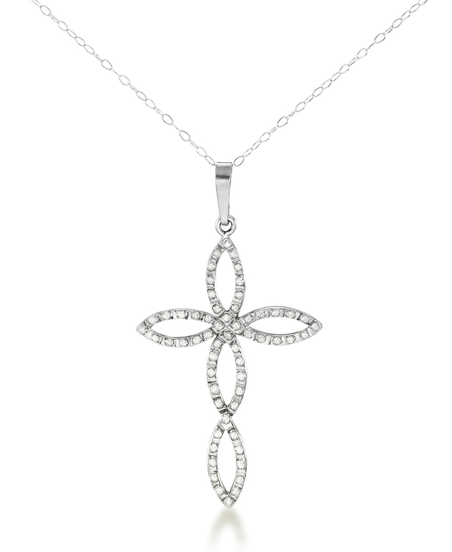 White Gold_Diamond Fascination® 14K Gold Diamond Accent Cross Pendant with 18" Chain - iHeart Jewels_I_HEART_2