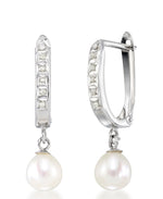 Load image into Gallery viewer, White Gold_Diamond Fascination® 14K Gold Diamond Accent Freshwater Pearl Drop Earrings - iHeart Jewels_I_Heart_2