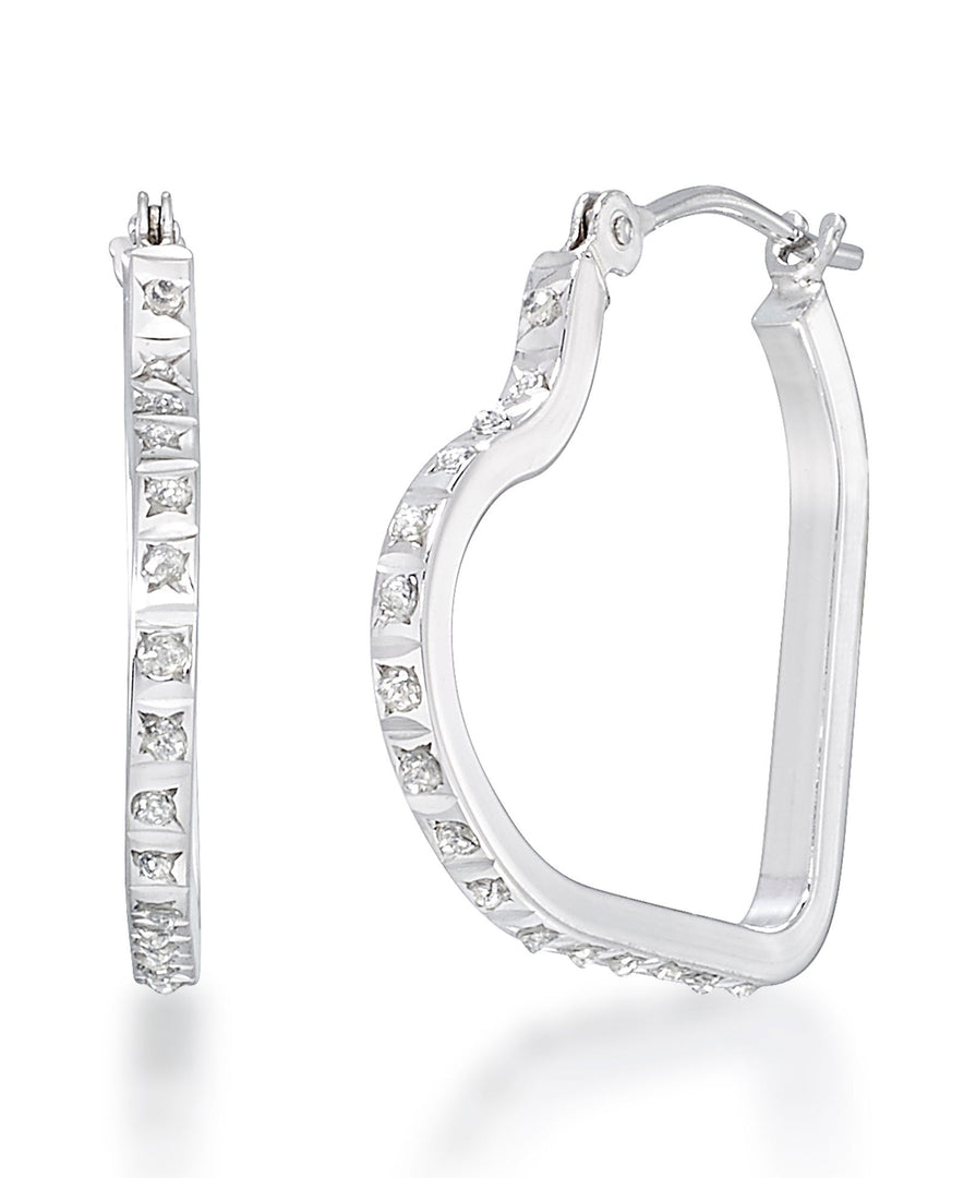 White Gold_Diamond Fascination® 14K Gold Diamond Accent Heart Shape Hoop Earrings - iHeart Jewels_I_Heart_2