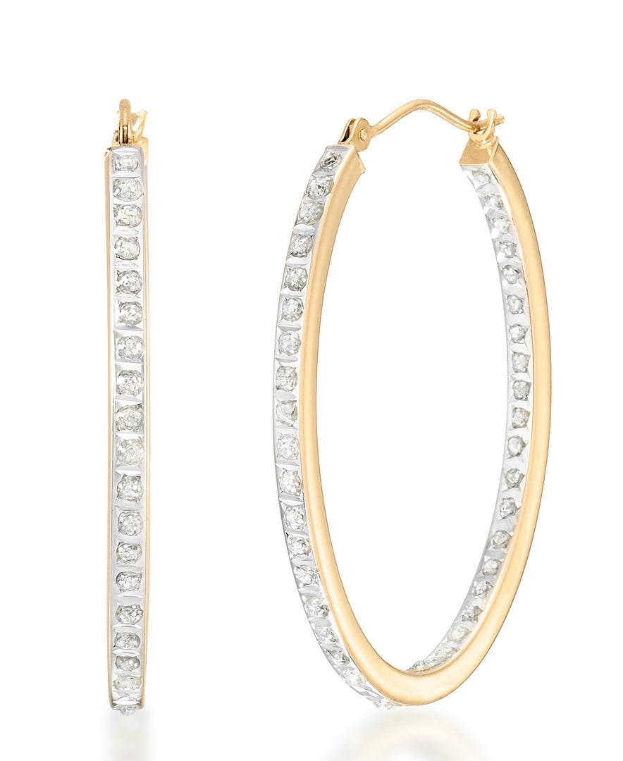 Yellow Gold_Diamond Fascination® 14K Gold Diamond Accent Inside Out Oval Hoop Earrings - iHeart Jewels_I_HEART_1