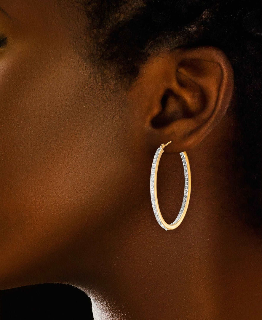 Yellow Gold_Diamond Fascination® 14K Gold Diamond Accent Inside Out Oval Hoop Earrings - iHeart Jewels_I_HEART_1