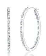 Load image into Gallery viewer, White Gold_Diamond Fascination® 14K Gold Diamond Accent Inside Out Oval Hoop Earrings - iHeart Jewels_I_HEART_2