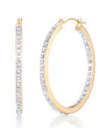 Load image into Gallery viewer, Yellow Gold_Diamond Fascination® 14K Gold Diamond Accent Inside Out Round Hoop Earrings - iHeart Jewels_I_HEART_1