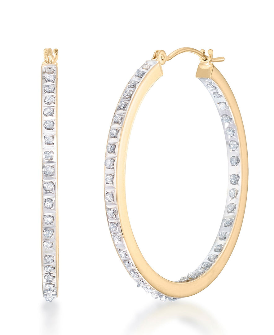Yellow Gold_Diamond Fascination® 14K Gold Diamond Accent Inside Out Round Hoop Earrings - iHeart Jewels_I_HEART_1