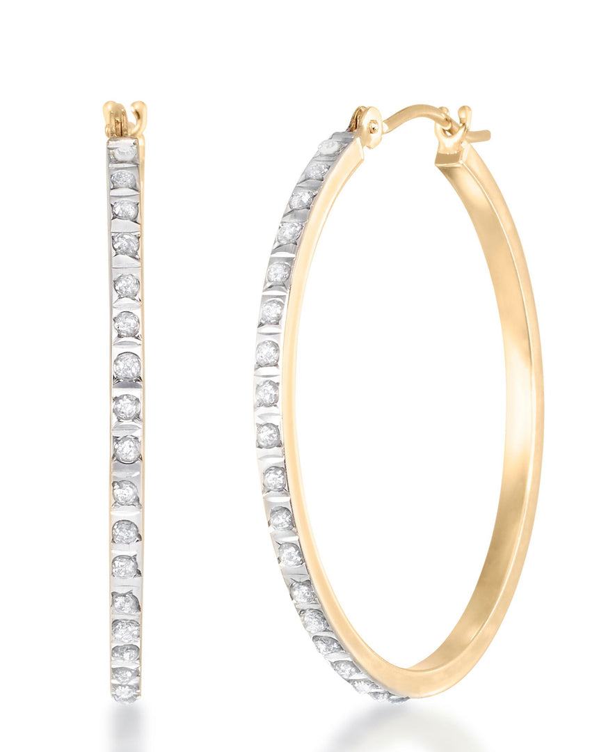 Yellow Gold_Diamond Fascination® 14K Gold Diamond Accent Large Classic Round Hoop Earrings - iHeart Jewels_I_Heart_1
