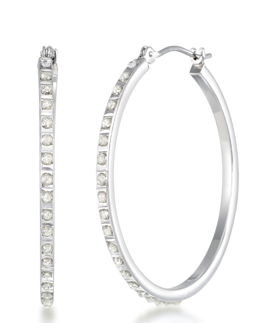 White Gold_Diamond Fascination® 14K Gold Diamond Accent Large Classic Round Hoop Earrings - iHeart Jewels_I_Heart_2