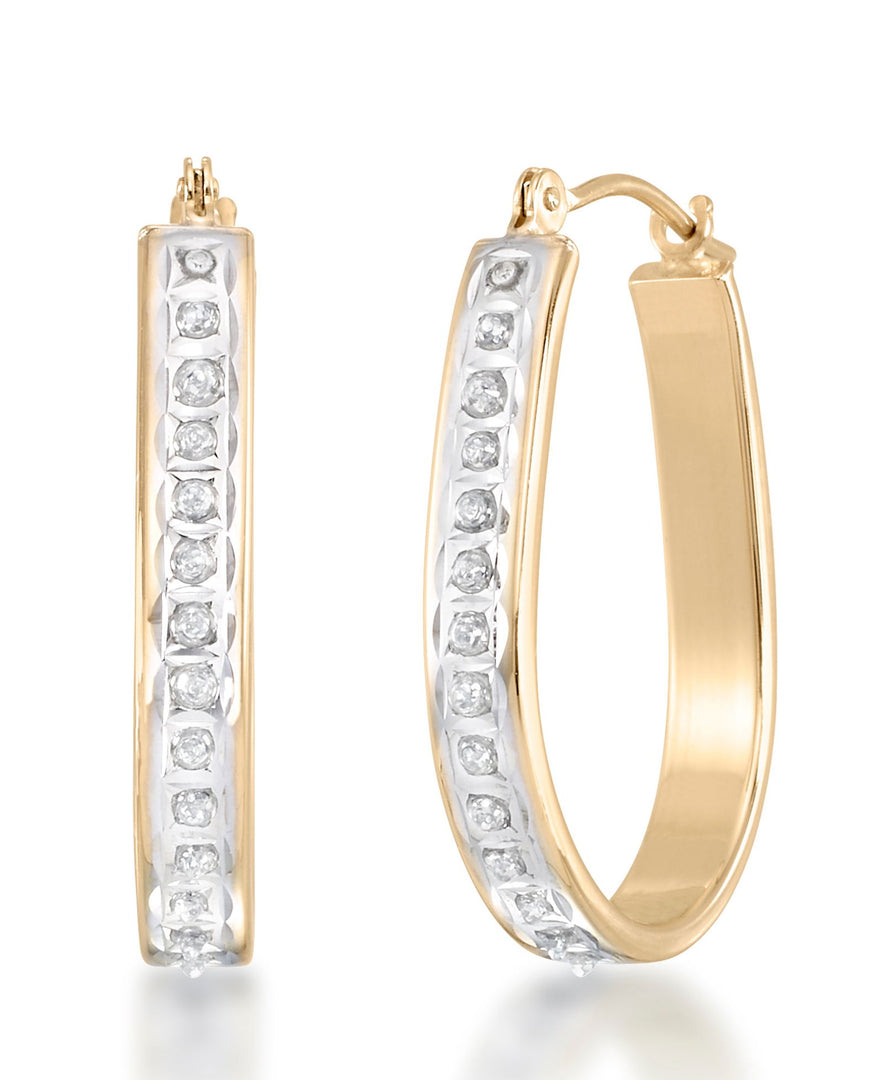 Yellow Gold_Diamond Fascination® 14K Gold Diamond Accent Large Pear Shape Hoop Earrings - iHeart Jewels_I_HEART_1