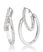 Load image into Gallery viewer, White Gold_Diamond Fascination® 14K Gold Diamond Accent Luxury Link Double Hoop Earrings - iHeart Jewels_I_HEART_2