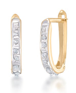 Load image into Gallery viewer, Yellow Gold_Diamond Fascination® 14K Gold Diamond Accent Oval Hinged Huggie Hoop Earrings - iHeart Jewels_I_Heart_1