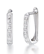 Load image into Gallery viewer, White Gold_Diamond Fascination® 14K Gold Diamond Accent Oval Hinged Huggie Hoop Earrings - iHeart Jewels_I_Heart_2