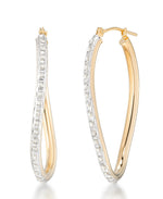 Load image into Gallery viewer, Yellow Gold_Diamond Fascination® 14K Gold Diamond Accent Oval Wave Hoop Earrings - iHeart Jewels_I_Heart_1