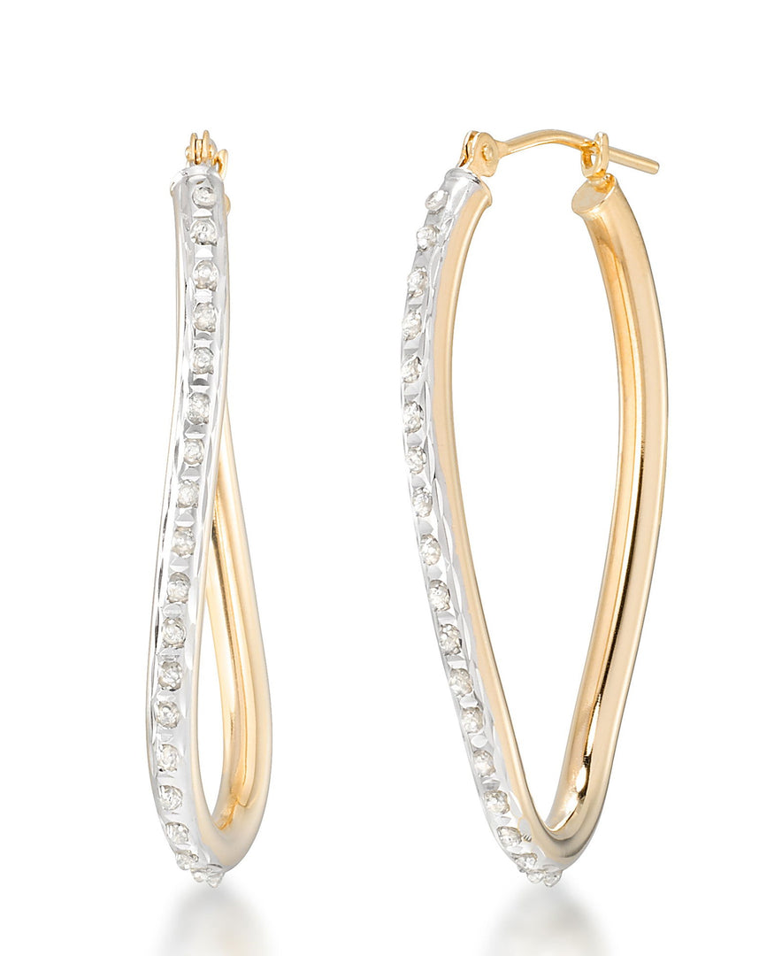 Yellow Gold_Diamond Fascination® 14K Gold Diamond Accent Oval Wave Hoop Earrings - iHeart Jewels_I_Heart_1