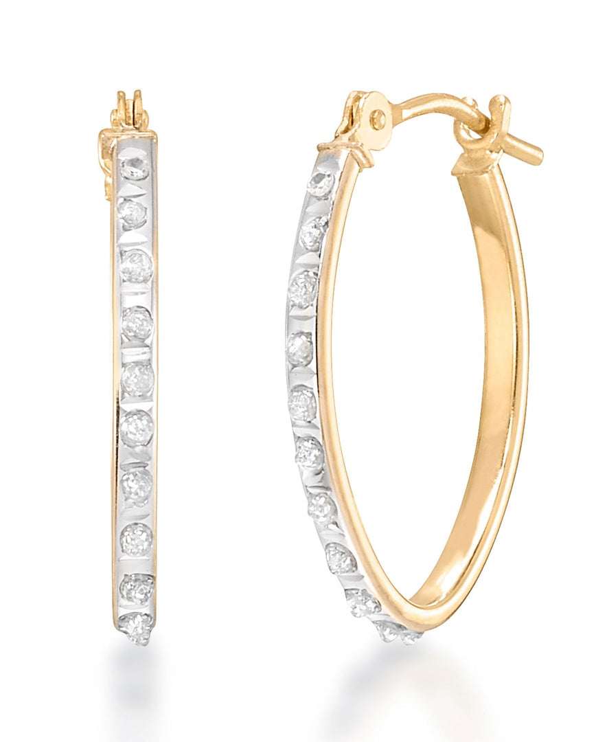 Yellow Gold_Diamond Fascination® 14K Gold Diamond Accent Petite Oval Hoop Earrings - iHeart Jewels_I_Heart_1